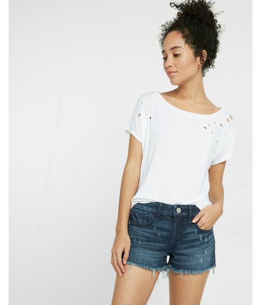 Express Womens Eco-friendly Low-rise Frayed Accent Cutoff