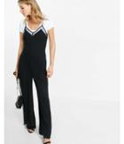 Express Womens Dotted Mesh Side Stripe Jumpsuit