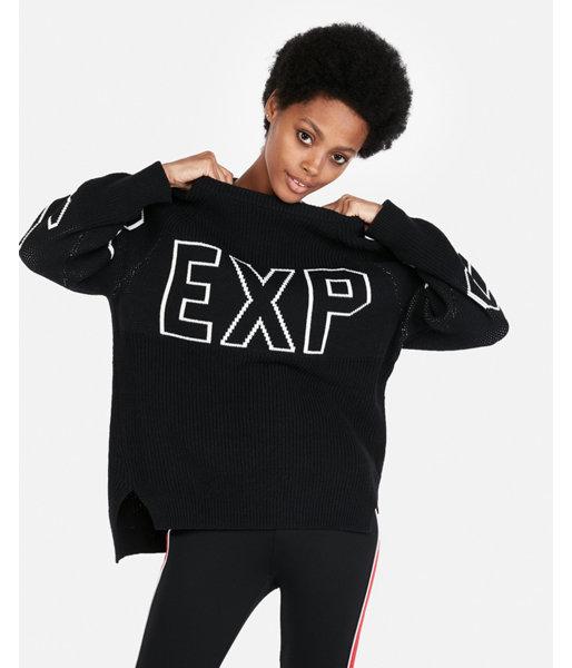 Express Womens Shaker Knit Exp Logo Tunic