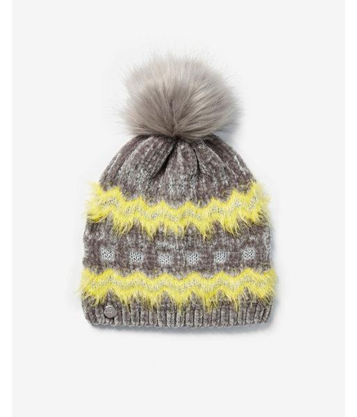 Express Womens Chenille Fair Isle Pom Beanie