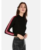 Express Womens Olivia Culpo Cropped Mock Neck Striped