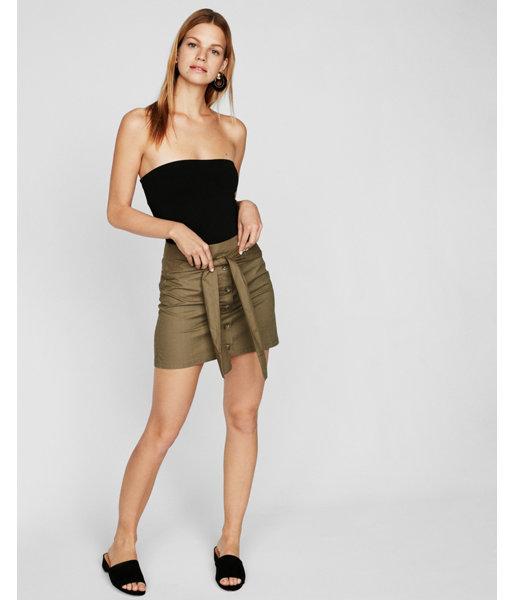 Express Womens Button Front Tie Waist