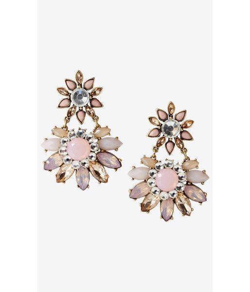 Express Women's Jewelry Mixed Stone Flower Post Dangling Earrings