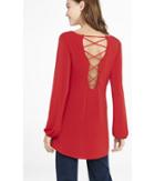 Express Women's Tops V-neck Lace-up Back Tunic