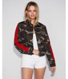 Express Womens Striped Camo Cropped Military Jacket