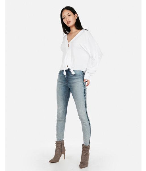 Express Womens Drop Shoulder Tie Front