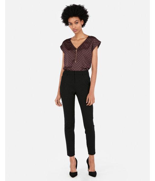 Express Womens Zip Front Print Gramercy Tee