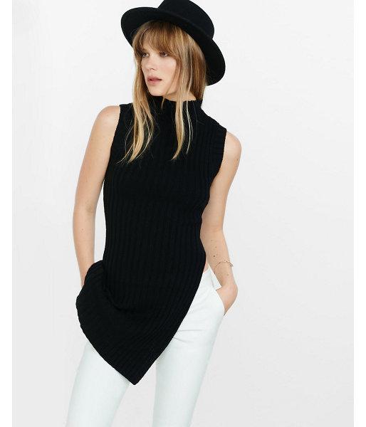 Express Womens Mock Neck Asymmetrical Slit Tunic