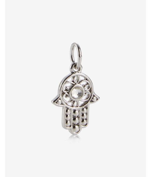 Express Womens Sequin Matte Silver Filigree Hamsa Charm