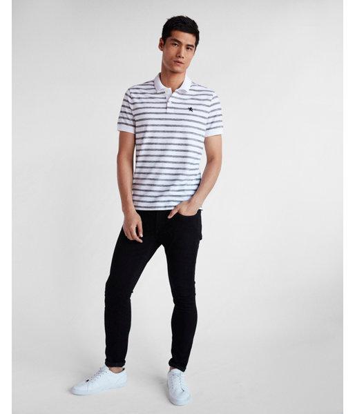 Express Mens Striped Space Dye Stretch Pique Polo