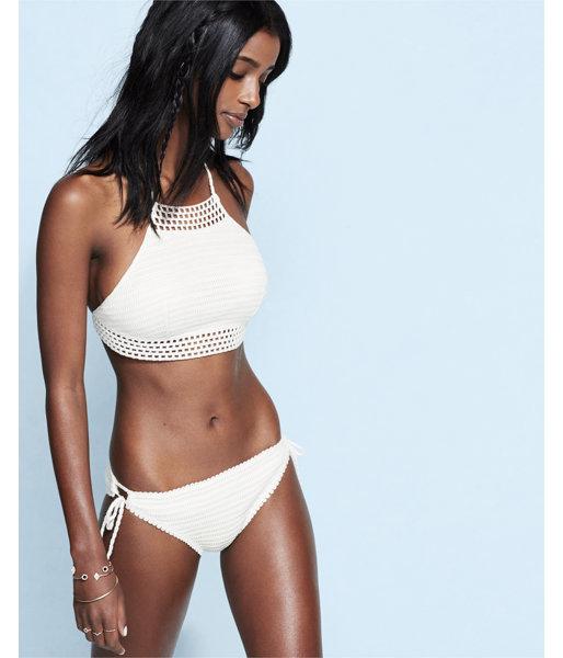 Express Womens Crochet High Neck Halter Bikini Top