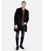 Express Mens Black Wool-blend Water-resistant Topcoat