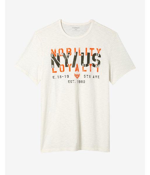 Express Mens New York Overlay Crew Neck Graphic Tee