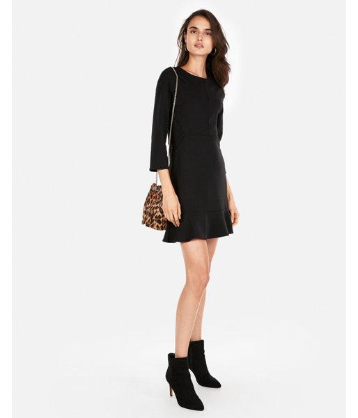 Express Womens Ruffle Hem Fit And Flare Dress
