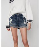 Express Womens High Waisted Relaxed Distressed Stretch+ Denim