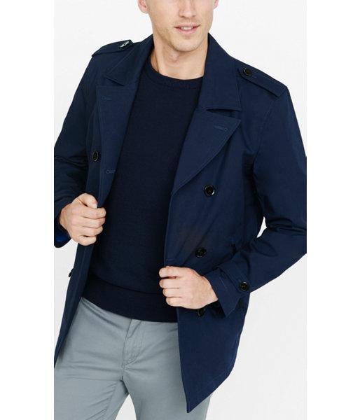 Express Men's Outerwear Navy Cotton Peacoat