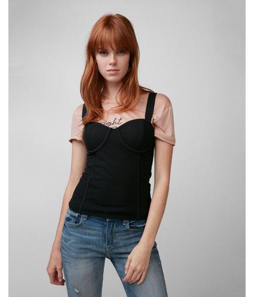 Express Womens Ponte Fitted Corset Tank