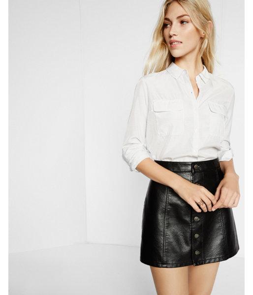 Express Womens Soft Pin Dot Button Down Blouse