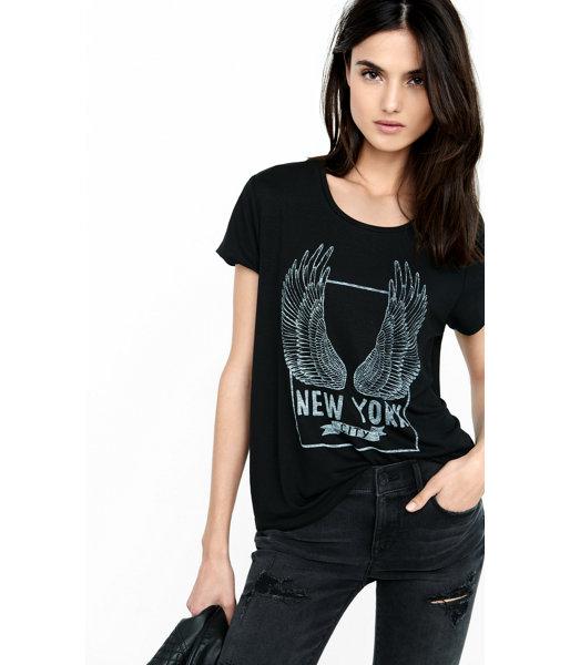 Express Women's Tees Express One Eleven Nyc Wings Graphic T-shirt