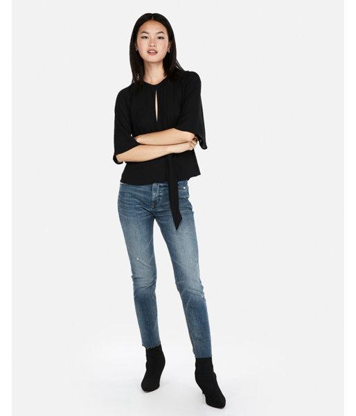 Express Womens Petite Tie Front Flutter