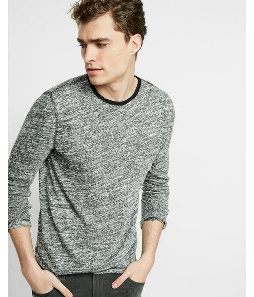 Express Mens Marled Long Sleeve Crew Neck Tee