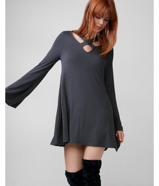 Express Womens Strappy V-neck Trapeze Dress