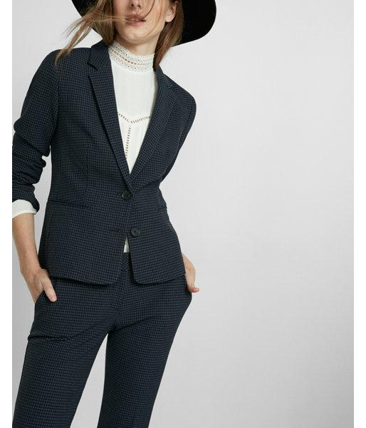 Express Womens 22 Inch Mini Check Print Two Button Jacket