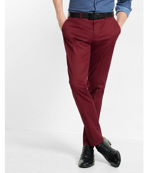 Express Mens Skinny Innovator Burgundy Stretch Dress Pant