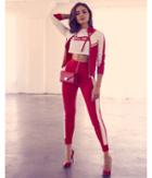 Express Womens Olivia Culpo High Waisted Stripe Track Pant
