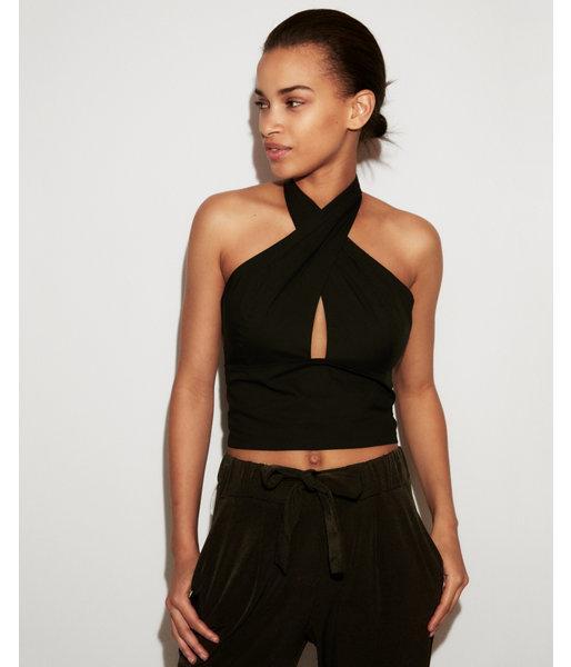 Express Womens Cross Front Halter Neck Crop Top