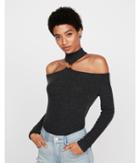 Express Womens Mock Neck Cold Shoulder O-ring Tee