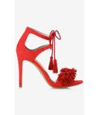 Express Women's Shoes Red Fringe Heeled Tassel