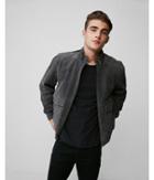 Express Mens Genuine Suede Zip Collar Bomber Jacket