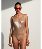 Express Womens Metallic High Leg One-piece