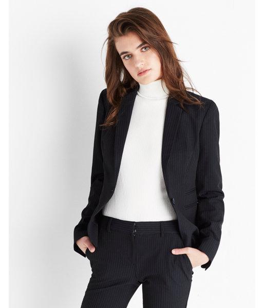 Express Petite 24 Inch Pinstripe One Button Jacket