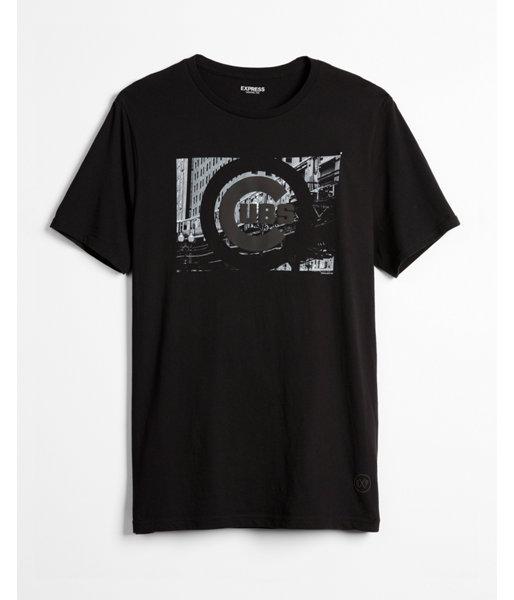 Express Mens Black Chicago Cubs Graphic Tee