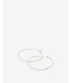 Express Womens Faux Pearl Metal Hoop Earrings