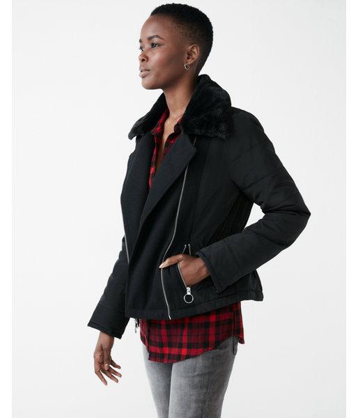 Express Womens Recycled Wool Short Puffer Coat