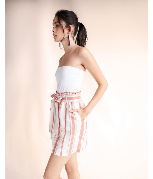 Express Womens Striped Linen-blend Sash Waist Pencil