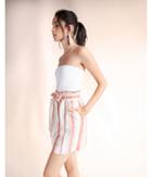 Express Womens Striped Linen-blend Sash Waist Pencil