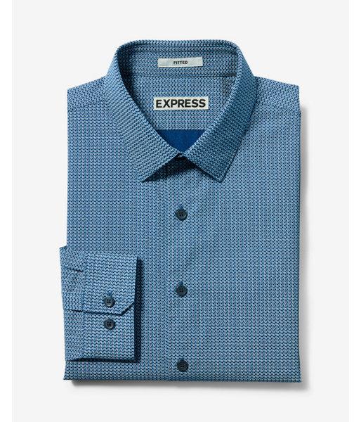 Express Mens Fitted Small Dot Cotton Dress