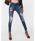 Express Womens Express Womens High Waisted Destroyed Denim Perfect Stretch+ Ankle