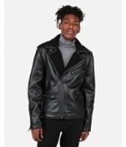 Express Mens Faux Leather Shearling Asymmetrical Jacket