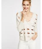 Express Womens Ivory Perforated Wedge Pullover
