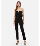 Express Womens Strapless V-wire Flounce Jumpsuit