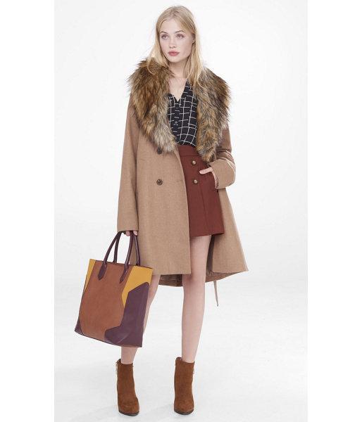 Express Express Womens Extreme Faux Fur Collar Belted Coat LookMazing