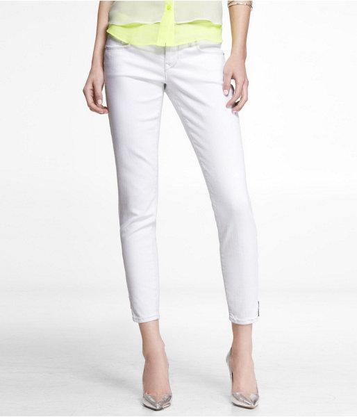 Express Womens Stella White Ankle Jean