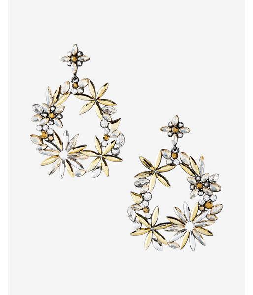 Express Womens Floral Stone Circle Drop Earrings
