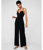 Express Womens Petite Wide Leg V-wire Jumpsuit