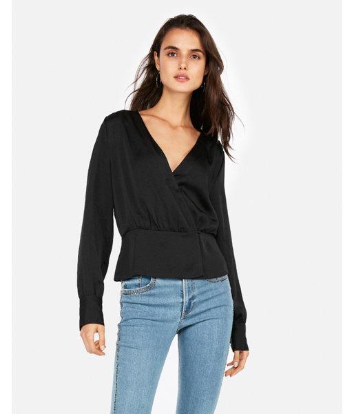 Express Womens Surplice Wrap Front Top